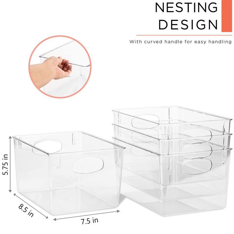 Sorbus Medium Clear Plastic Storage Bins for Shelves, Clothes, with Handle - Clear Storage Bins, Drawer, Shelf, Closet, Pantry, Fridge, Freezer Organizer Bins, Closet Organizers and Storage (4 pack) - Image 2